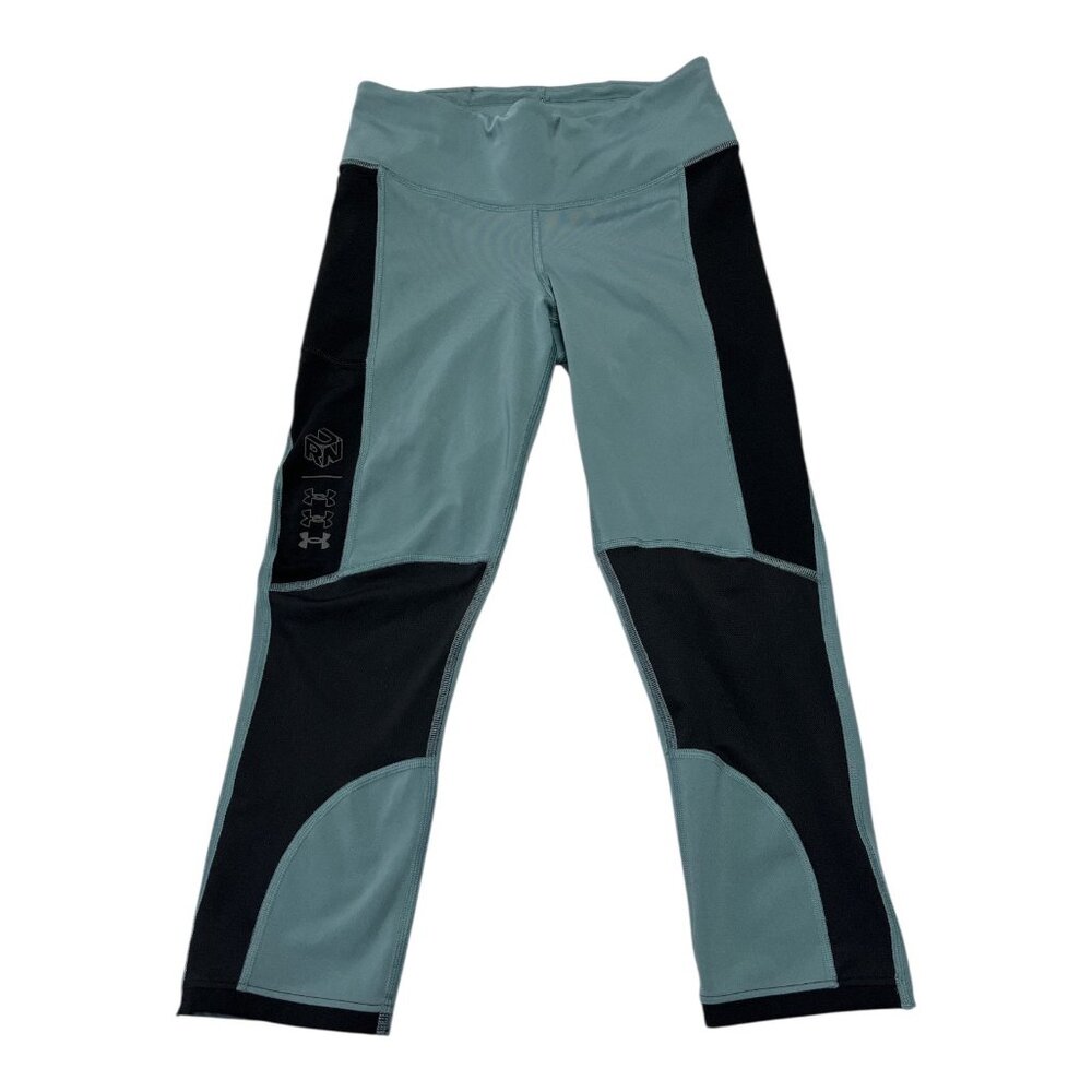 Under Armour HeatGear Compression Leggings Women’s Medium Teal Black Athletic Pa